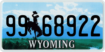 WY license plate 9968922