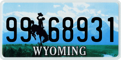 WY license plate 9968931