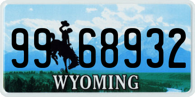 WY license plate 9968932