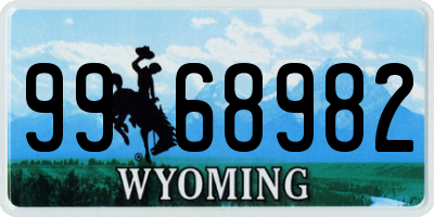 WY license plate 9968982