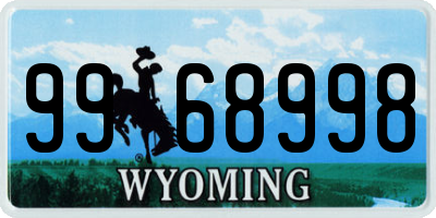 WY license plate 9968998