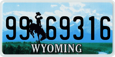 WY license plate 9969316