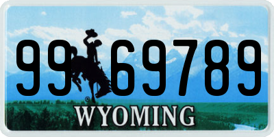 WY license plate 9969789
