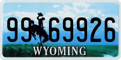 WY license plate 9969926