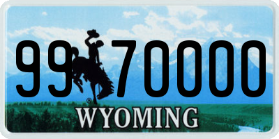 WY license plate 9970000