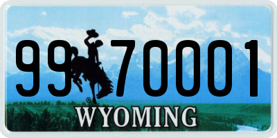 WY license plate 9970001