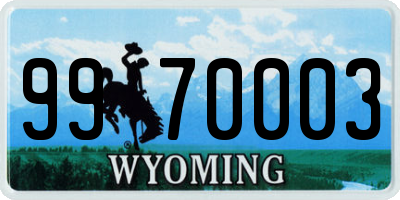 WY license plate 9970003