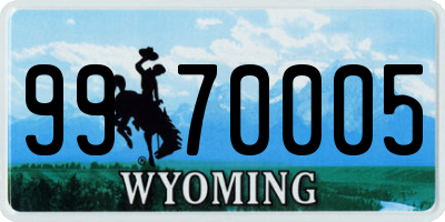 WY license plate 9970005