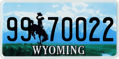 WY license plate 9970022