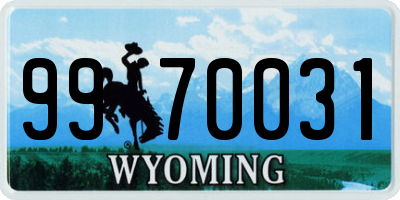 WY license plate 9970031