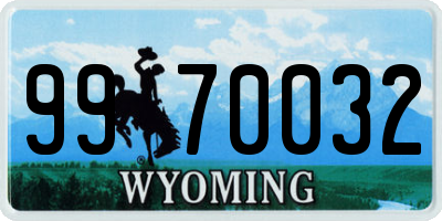 WY license plate 9970032