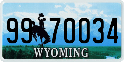 WY license plate 9970034