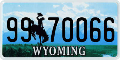 WY license plate 9970066