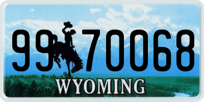 WY license plate 9970068