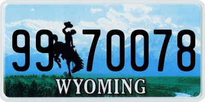 WY license plate 9970078