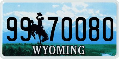 WY license plate 9970080