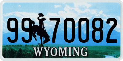 WY license plate 9970082