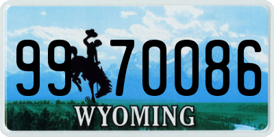 WY license plate 9970086