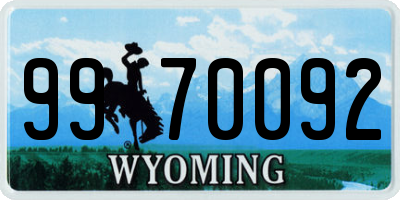 WY license plate 9970092