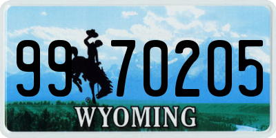 WY license plate 9970205