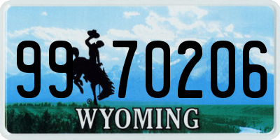 WY license plate 9970206