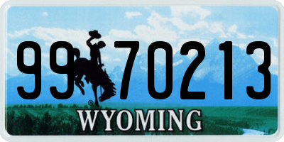 WY license plate 9970213