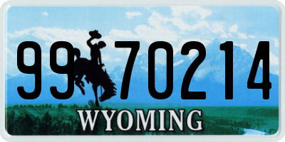 WY license plate 9970214