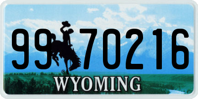 WY license plate 9970216