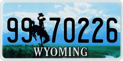 WY license plate 9970226