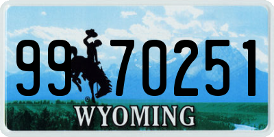 WY license plate 9970251