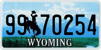 WY license plate 9970254