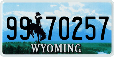 WY license plate 9970257