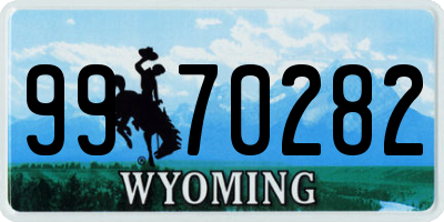WY license plate 9970282