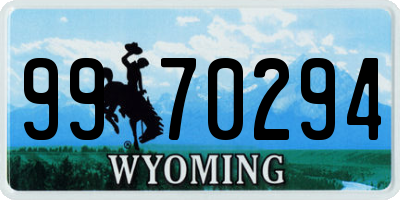 WY license plate 9970294