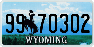 WY license plate 9970302