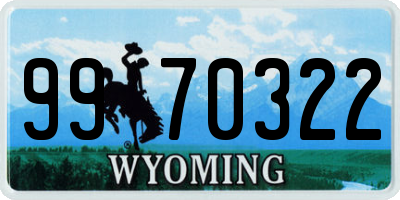 WY license plate 9970322