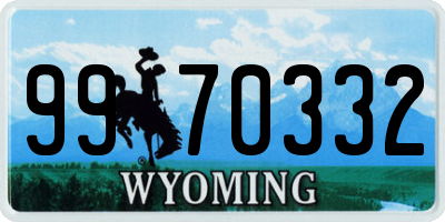 WY license plate 9970332