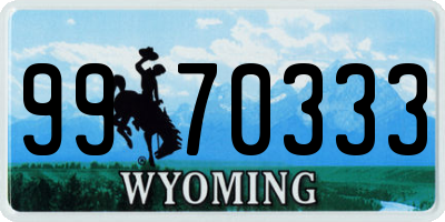WY license plate 9970333