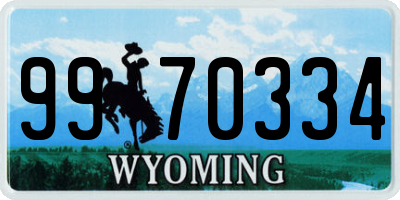 WY license plate 9970334