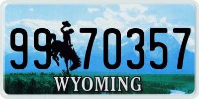 WY license plate 9970357