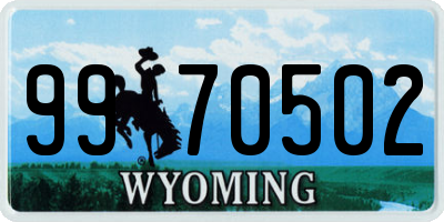WY license plate 9970502