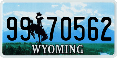 WY license plate 9970562