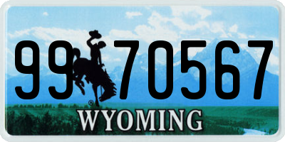 WY license plate 9970567