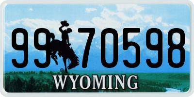 WY license plate 9970598