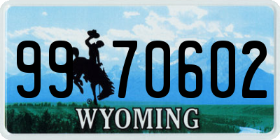 WY license plate 9970602