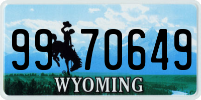 WY license plate 9970649