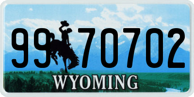 WY license plate 9970702