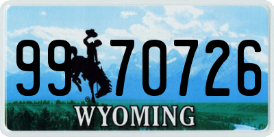 WY license plate 9970726