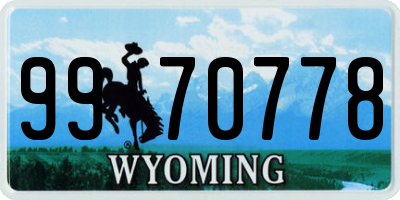WY license plate 9970778