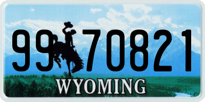 WY license plate 9970821